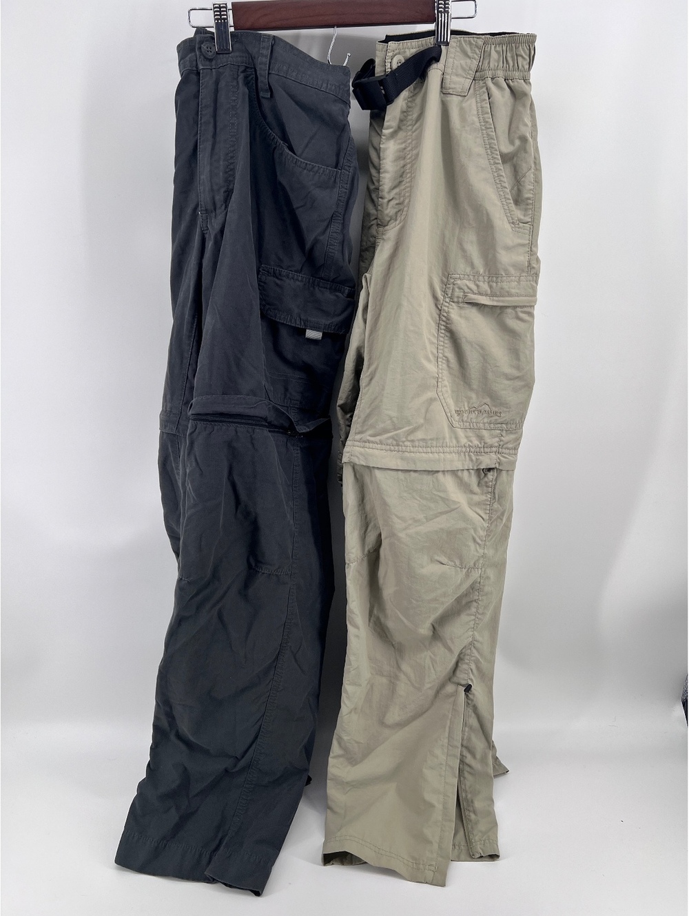 Eddie Bauer Convertible Hiking Cargo Pants Lot Of 2 Men M 34 Gray Tan Zip Off